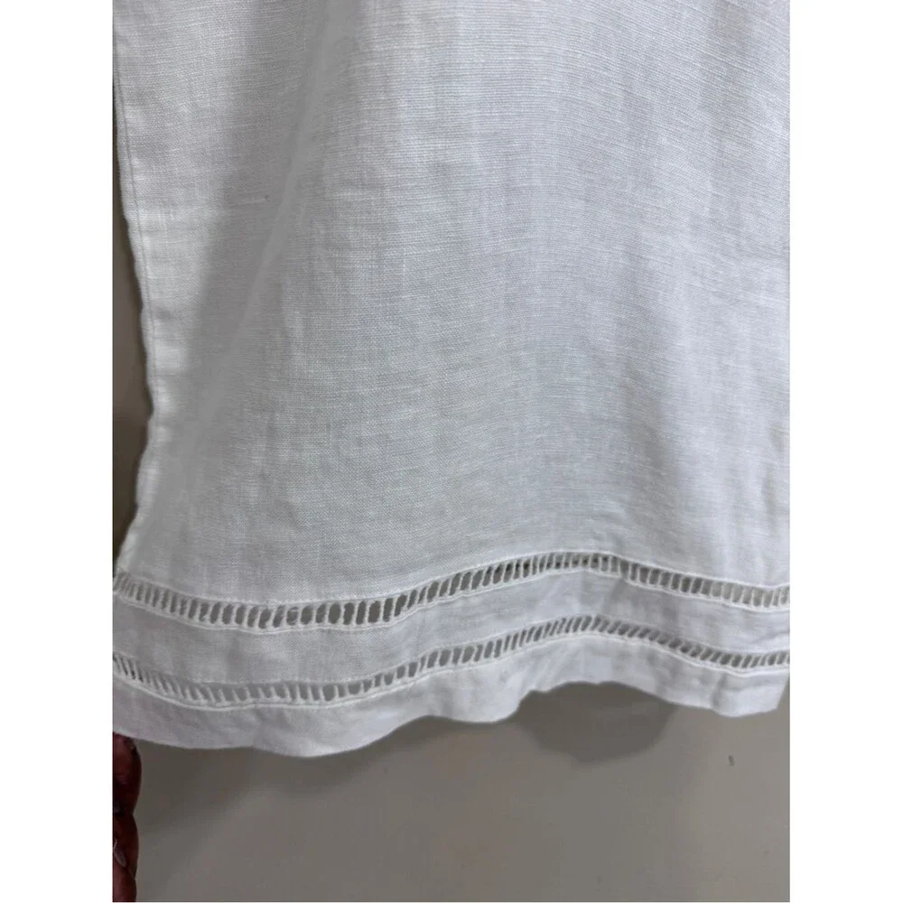 NWT Banana Republic White Linen Wide-Leg Cropped Pants Lace Hem size 20 Summer